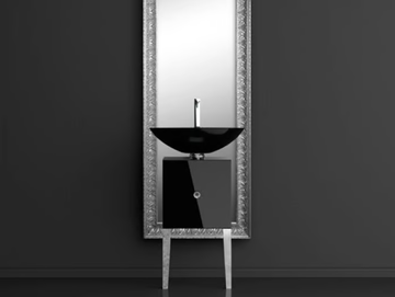 MONNALISA FLORENCE COLLIER BLACK - Single wooden vanity unit with mirror by Glass Design - view 2